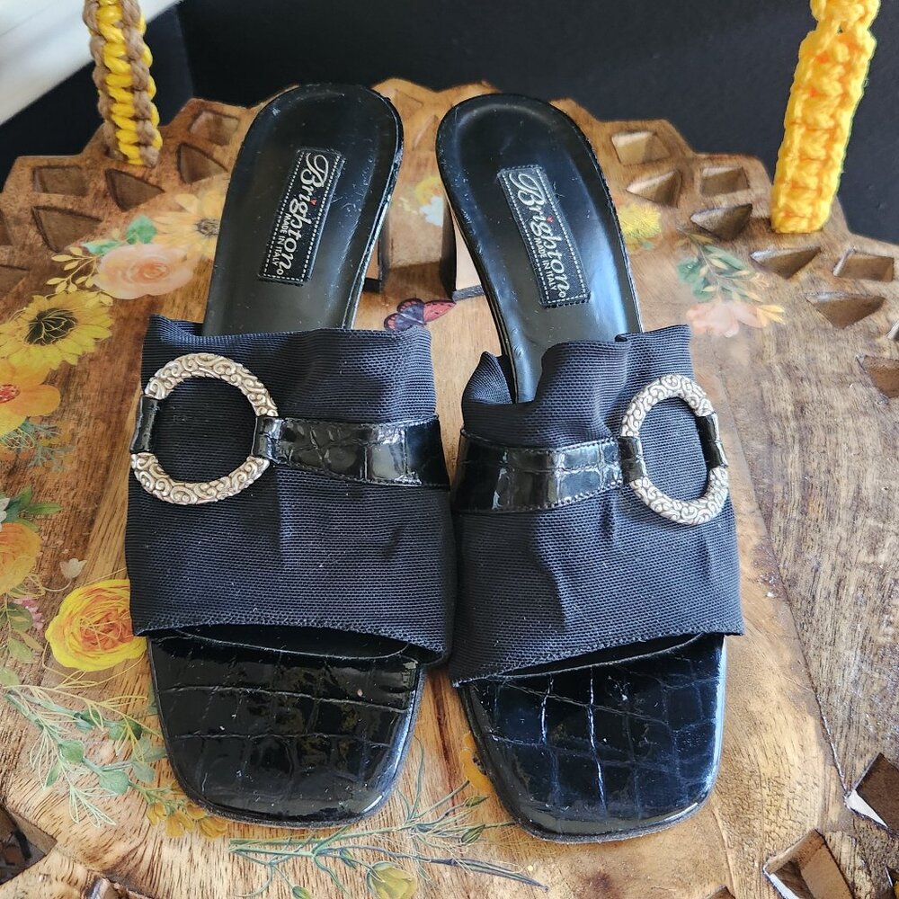 Brighton 'Titian'  Heeled Slip on Shoe w/Accent Medallion